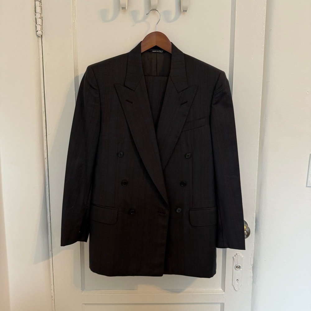 Men’s Lanvin Boutique Paris Double Breasted Suit in Jewel Tone Checker - 46AR